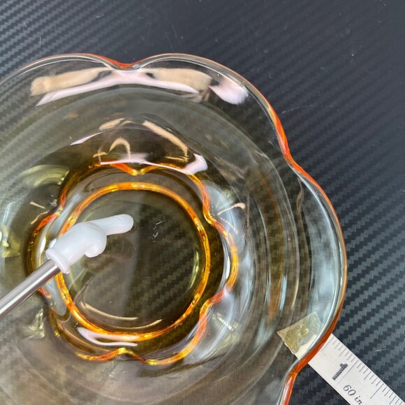 VTG Tiffin-Franciscan Amber Canterbury Nappy Bowl Dish Art Glass Scalloped Edges - Picture 4 of 6